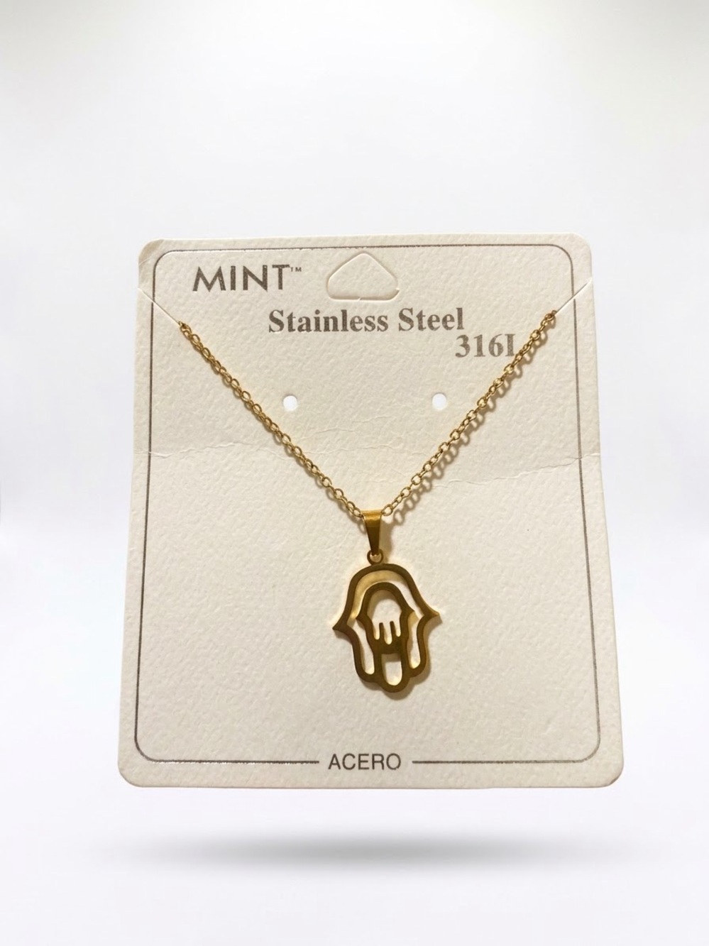 Mint Gold Hamsa Pendant Necklace